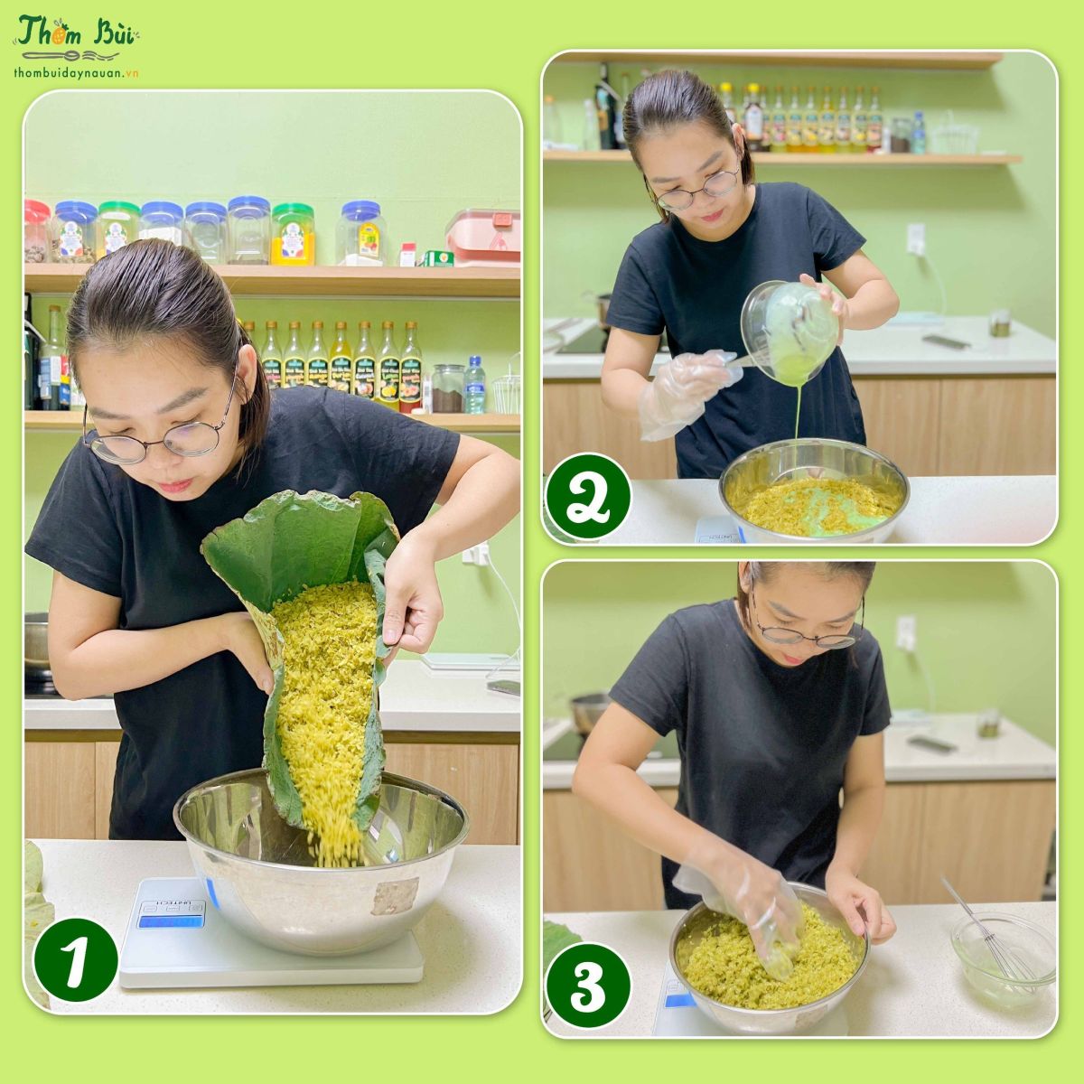 trộn xôi cốm