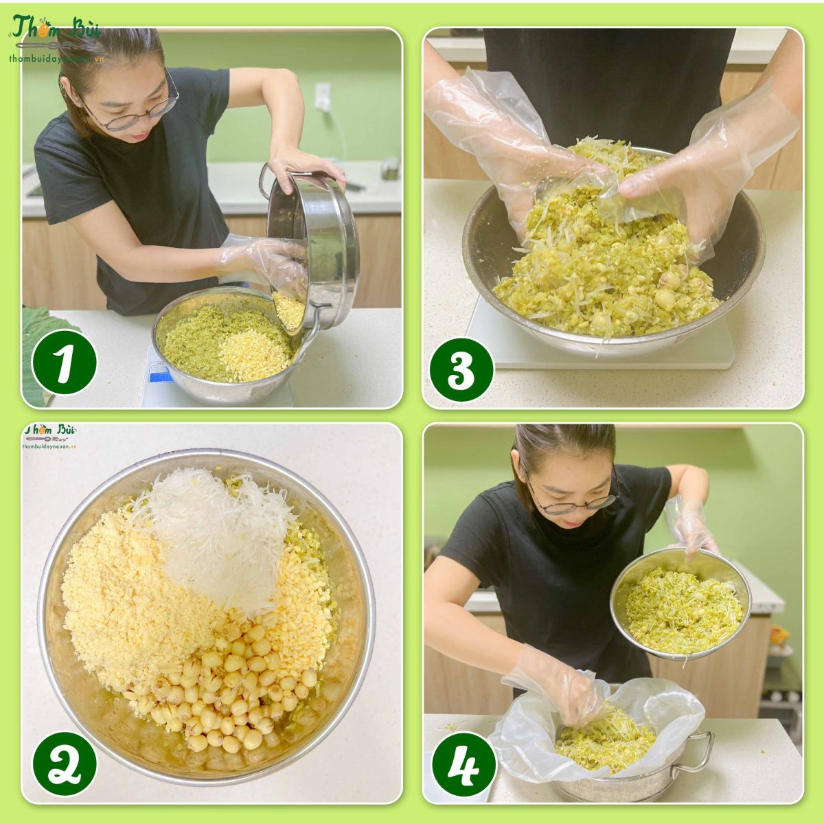 Thành phẩm xôi cốm hạt sen thơm ngon