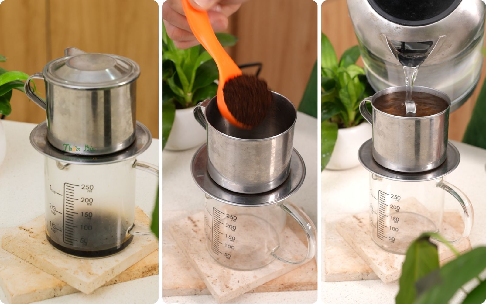 Pha cà phê phin đúng cách để làm cà phê muối chuẩn vị, nước cà phê nhỏ giọt đậm màu