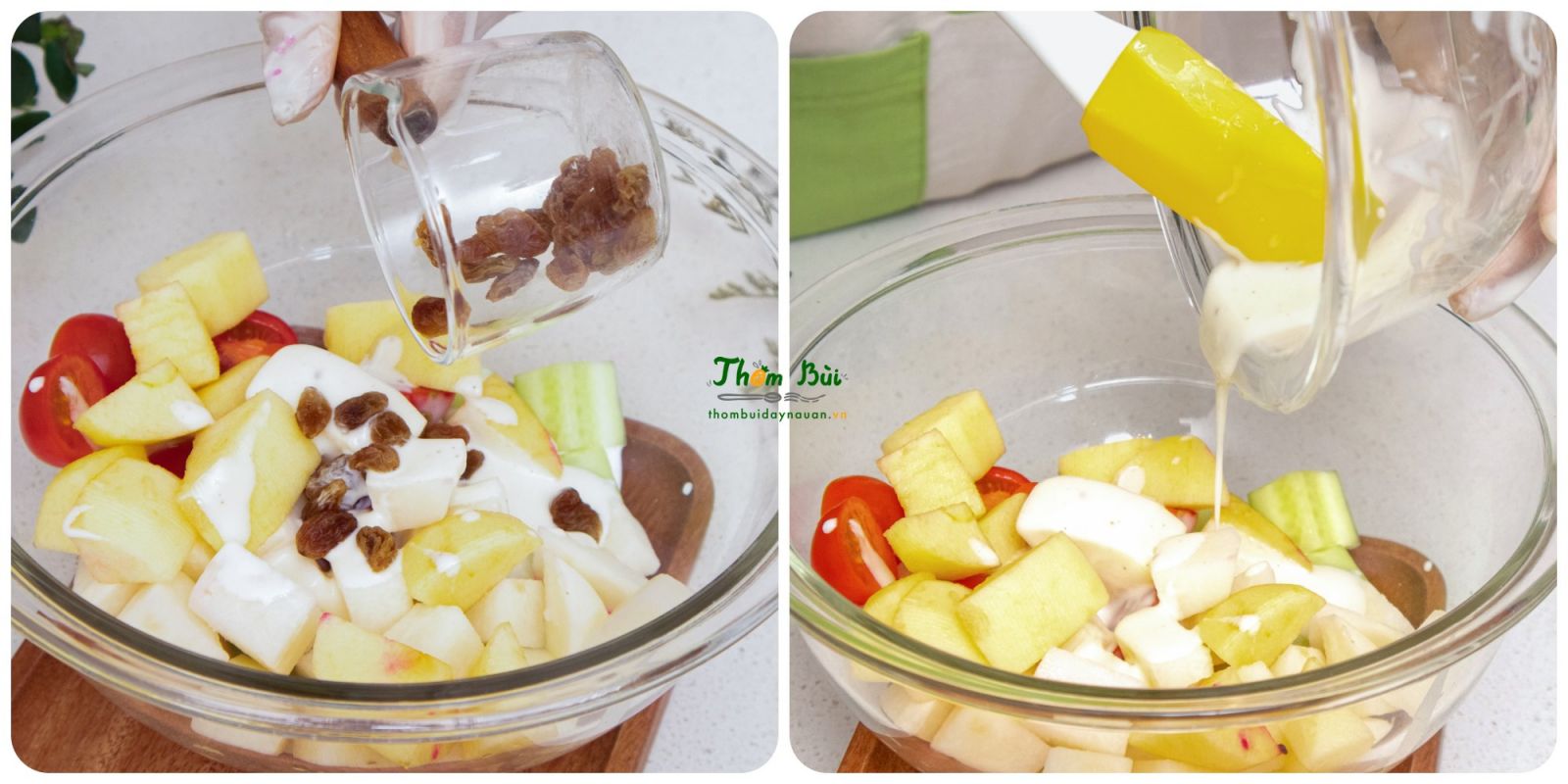 trộn salad hoa quả