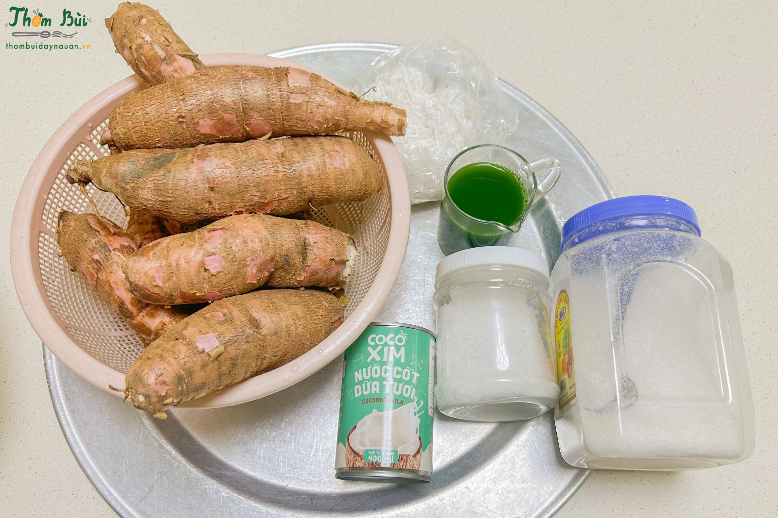 Nguyên liệu sắn hấp cốt dừa